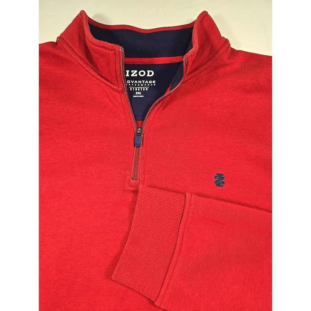 IZOD‎ Advantage Mens 2XL 1/4 Zip Long Sleeve Pullover Red  Sweater